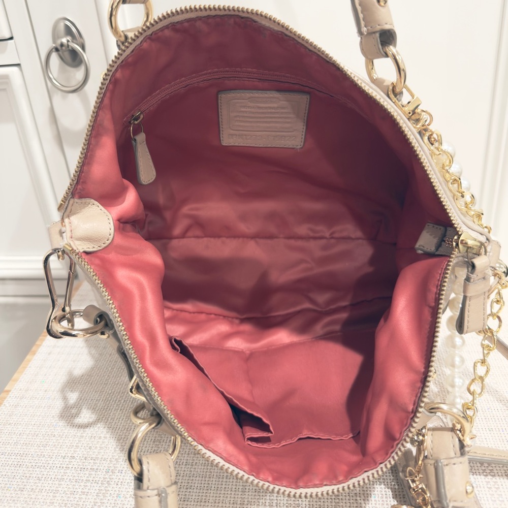 ✨🎀 Coach Madison Sophia Shimmery Champagne Gold Pleated Whipstitch Satchel Bag - Picture 13 of 17